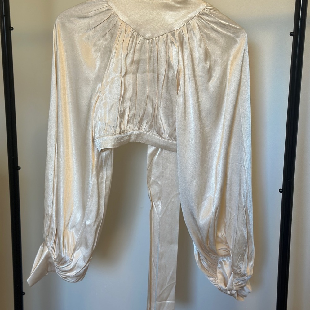 SHONA JOY BRIDAL Le Lune Cropped Satin Blouse
